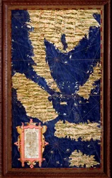 Indonesien: Sumatra, Malakka, Borneo, Java. Karte von Egnazio Danti (1536-1586), italienischem Mathematiker, Kosmografen und Architekten. Um 1567. Florenz, Palazzo Vecchio, Sala del Mappamondo