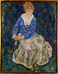 Bildnis Edith Schiele, der Frau des Künstlers, sitzend