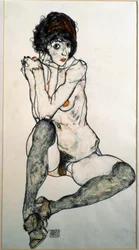 Sitzender weiblicher Akt, Aquarellzeichnung von Egon Schiele (1890-1918), 1914, Dim. 48,3x32 cm, Wien, Graphische Sammlung Albertina