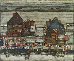 Häuser mit Wäscheleinen, 1914