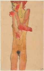 Nacktes Mädchen mit verschränkten Armen, 1910
