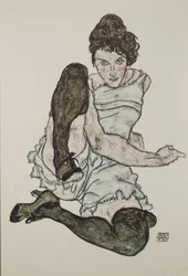 Sitzende Frau mit angezogenen Beinen, 1917