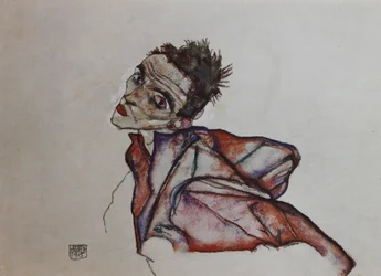 Selbstporträt mit rückwärts gehaltenen Armen, 1915