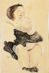 Junges Mädchen liegend, halb nackt, 1912