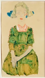 Junges Mädchen mit blauem Band
