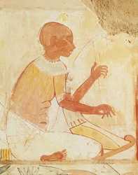 Blinder Harfenspieler singt, aus dem Grab von Nakht, Neues Reich