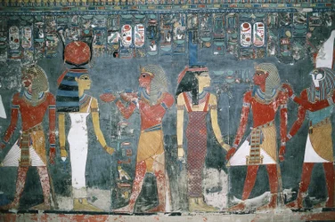 Ägypten, Luxor, Tal der Könige, Grab von Horemheb, Wandmalerei