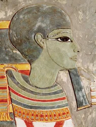 Bemaltes Relief des Gottes Ptah im Tal der Könige, aus dem Grab von Horemheb