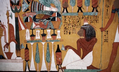 Wandmalerei, Grab von Sennedjem, Tal der Könige, Luxor, Theben (UNESCO-Welterbestätte)