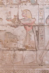 Wandreliefs, große Hypostylhalle, Karnak-Tempelkomplex, Luxor, Ägypten