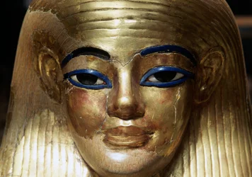 Totenmaske von Yuya, aus dem Grab von Yuya Tjuya, Tal der Könige, Ägypten, ägyptische Zivilisation, Neues Reich, Dynastie XVIII, Detail