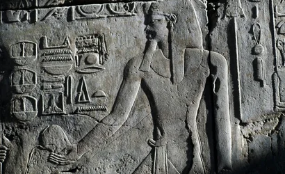 Basrelief, Tempel von Luxor, Luxor, Theben (UNESCO-Weltkulturerbe)