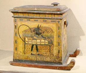 Anubis mumifiziert den Verstorbenen, aus einem Schrein, der Nefertari gewidmet ist, Neues Reich