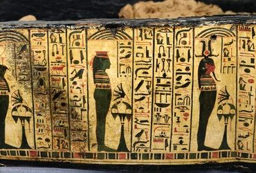Detail der äußeren Sargbasis der Mumie von Nesyamun, möglicherweise gefunden in Deir El-Bahri, Neues Reich, ca. 1100 v. Chr.