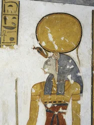 Ägypten, Theben, Luxor, Tal der Könige, Grab des Prinzen Mentuherkhepeshef, Wandmalerei der katzenköpfigen Göttin Bastet, 20. Dynastie