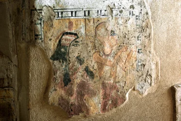 Ägyptische Antike: Darstellung von Shuroy und seiner Frau im Gebet. Malerei des Grabes von Shuroy (TT13). 20. Dynastie. 1190-1077 v. Chr. Nekropole von Dra Abu el-Naga, Westufer von Luxor, Ägypten