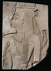 Relief einer göttlichen Gemahlin, Spätzeit, ca. 780-656 v. Chr. (Sandstein)