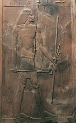 Tafel, die Verstorbene aus dem Grab von Hesira in Saqqara, Ägypten, Altes Reich, Dynastie III, 2650-2150 v. Chr. darstellt
