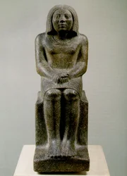 Sitzende männliche Figur, Ägypten, Ankh, 3. Dynastie