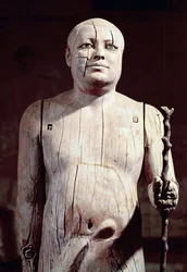 Statue von Ka-Aper, bekannt als Sheikh el-Beled, aus seinem Mastaba-Grab in Nord-Saqqara, Altes Reich (Sykomore)