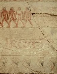 Das Schleppen eines Bootes, aus der Mastaba des Mereruka, Altes Reich