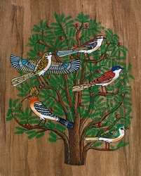 Ägyptische Kunst, ägyptischer Papyrus: Vögel auf einem Baum, Sammlung, Teil