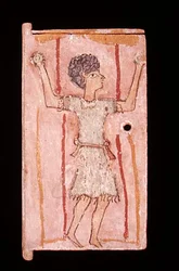 Junge beim Jonglieren, Tür von einem Schrank