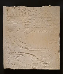 Relief aus dem Grab von Khnumti, ca. 2345-2184 v. Chr. (weißer Kalkstein)