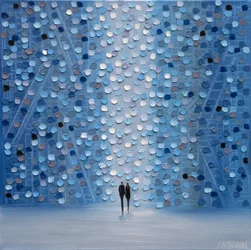 Paar unter blauen Lichtern