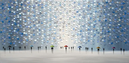 Regentag mit Regenschirmen