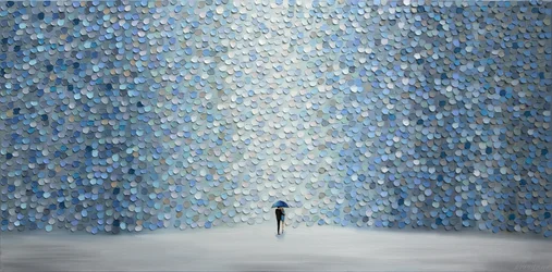 Spaziergang im blauen Regen