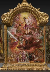 Tragbarer Altar: zentrales Panel darstellend eine Allegorie des christlichen Ritters (Detail)