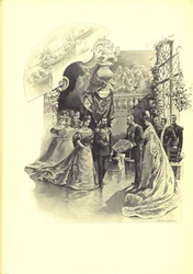 Alexandra Fjodorowna und Nikolaus II. während des feierlichen Empfangs in der französischen Botschaft, 1899