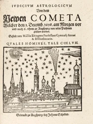 Ein neuer Komet, gesehen von Augsburg, Deutschland am 1. Dezember 1618, veröffentlicht 1618