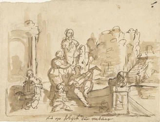 Allegorie mit musizierenden Figuren in einem Garten