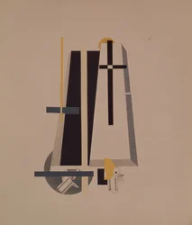 Sargmacher. Figur für die Oper Sieg über die Sonne von A. Kruchenykh, 1920-1921