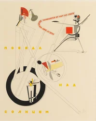 Titelblatt von „Sieg über die Sonne“ von A. Kruchenykh, 1923