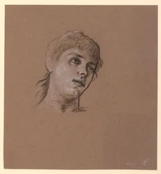 Zeichnung, Porträtskizze eines jungen Mädchens, ca. 1885