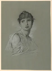 Zeichnung, Porträtskizze einer jungen Frau, ca. 1885