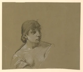 Zeichnung, Porträt einer jungen Frau, ca. 1885