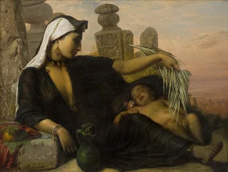 Eine ägyptische Fellah-Frau mit ihrem Baby