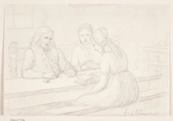 Studienzeichnung zu "Hausandacht"