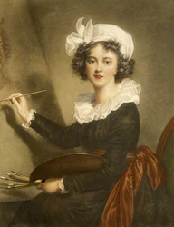 Gravur, die Marie Elisabeth Louise Vigee Le Brun (oder Vigee-Lebrun oder Vigee Lebrun) reproduziert