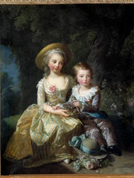 Porträt von Marie Thérèse Charlotte von Frankreich, Madame Royale, der zukünftigen Herzogin von Angoulême (1778-1851), und des Dauphins Louis Joseph Xavier von Frankreich (1781-1789). Beide waren Kinder von Marie Antoinette und Ludwig XVI.