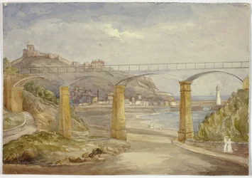 Scarborough (recto), und Skizze eines Hauses mit Mutter und Kindern (verso)