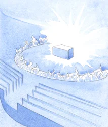 Altar und Heiligtum sind von Feuer umgeben. Wer sich nähern möchte, sollte sich vorbereiten und die Reinigung akzeptieren