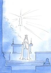 Christus erschien hoch oben im Heiligtum und sandte seine Mutter herab, um mir eine gute Nachricht zu überbringen. 