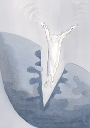 Christus springt liebevoll in die schrecklichen dunklen Tiefen unserer Herzen.
