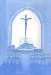 Christus bietet aus unserem Heiligtum dasselbe Opfer dar, das er vom Kreuz aus darbrachte: ein vollständiges Selbstopfer für den Vater