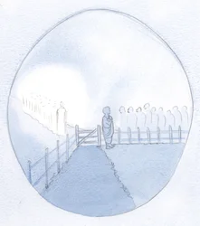 Ich sah eine eitle Seele als eine kleine Bäuerin, die voller Selbstbedeutung auf einen königlichen Besucher wartete. Aber seine durchbohrten Füße waren nackt.